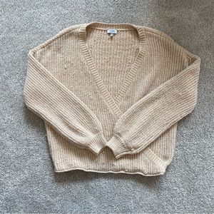 TOBI Cream Wrap Sweater with Gold Threading Size S